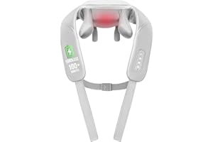 BURRKI Neck Massager with Heat, Cordless 4D 6 Massage Nodes Shoulder Massager with Heat, Neck and Shoulder Massager, Shiatsu Back Shoulder and Neck Massager for Traps, Leg and Body, Gift for Mother Women Men