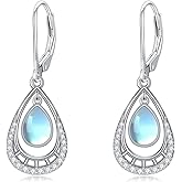 Teardrop Earrings for Women S925 Sterling Silver Moonstone Drop Dangle Earrings Jewelry for Women Wife Mom