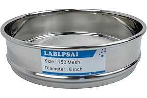 LABLPSAI 150 Mesh Lab Sieves 8" Diameter 304 Stainless Steel Wire Cloth Test Sieve for Industrial Laboratory Home