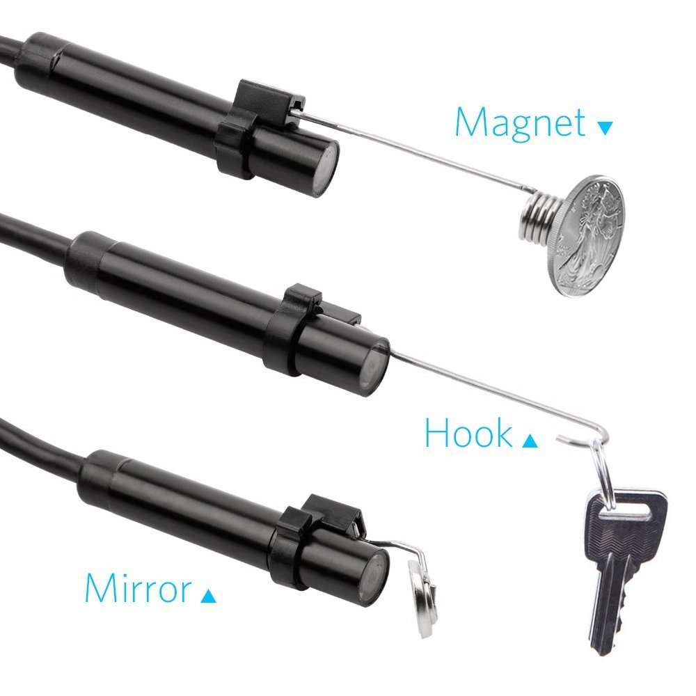 2017 NEW! ( 2-in-1 ) Semi Ridgid DBPOWER 2Million Pixels 5M USB Waterproof HD 6LED Borescope Endoscope Inspection Tube Camera with USB Adapter(included) for Android Device with OTG function