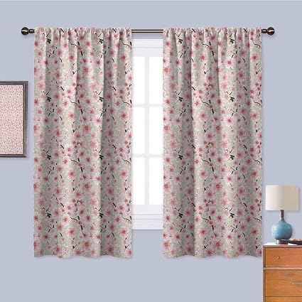 Amazon.com: Cherry Blossom Blackout Curtains for Bedroom, Curtains 63