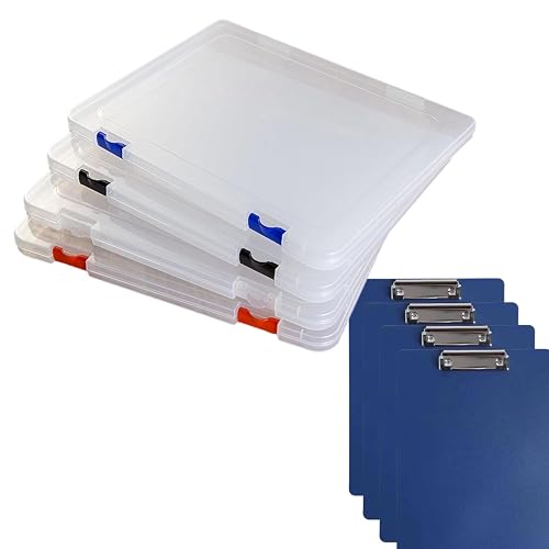 A4 File Paper Storage Box, 4 Pack Portable Project Cas A4 File Box with ...