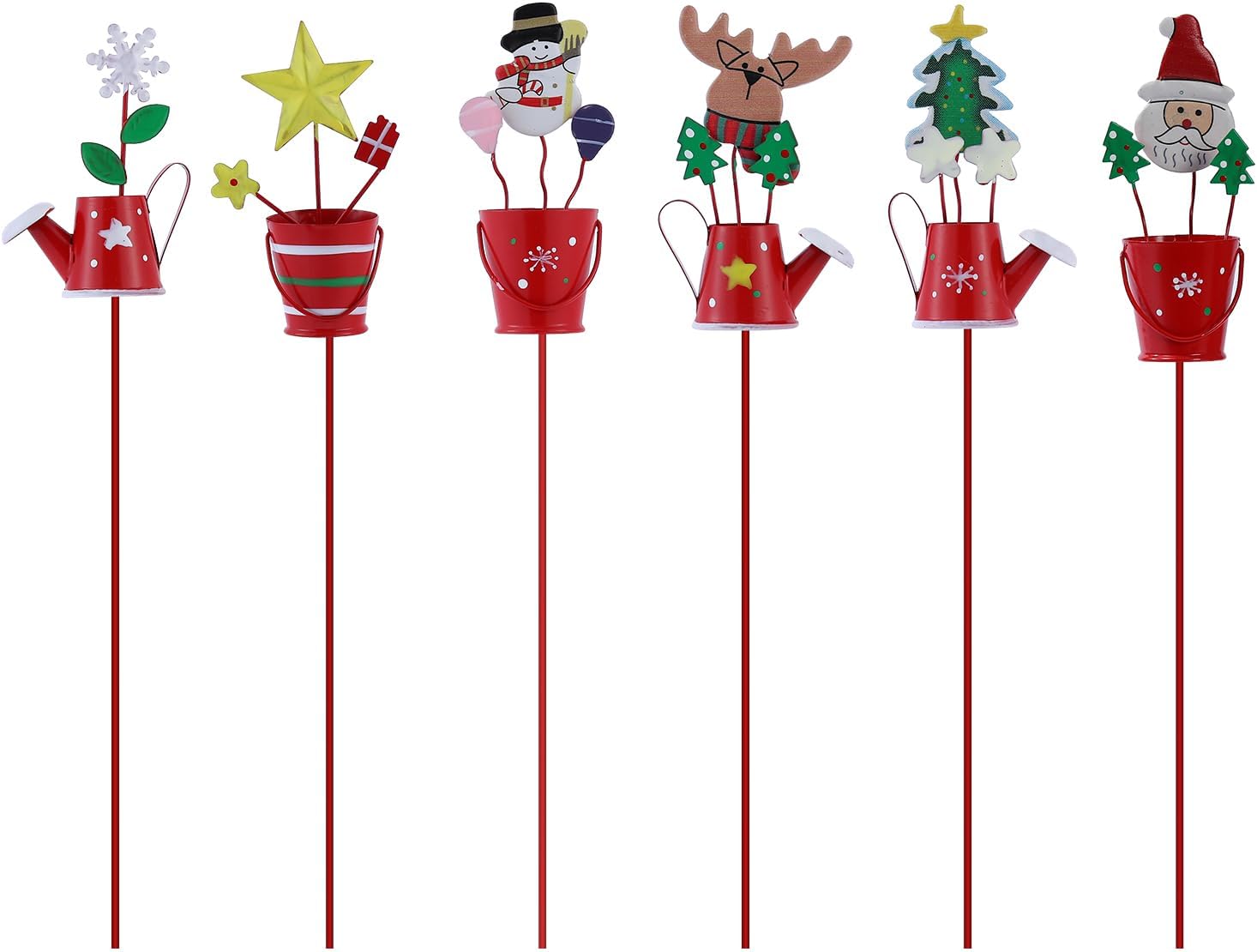 Decorative Garden Stakes - 6 Pack Metal Christmas Garden Decoration Stakes for Plant Pot Yard Decor Yard Stakes Christmas Decor for Garden Yard Lawn Pathway Patio
