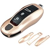 Aojezoor Neodymium Gold Key Fob Cover Compatible with Porsche Key Shell Key Fob Shell Replacement Compatible with Porsche Cayenne Panamera 911 718 Macan Boxster Cayman Old Style