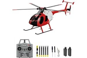 Dodoore Remote Control Helicopter, C189 MD500 RC Helicopter Model, 1/28 Scale 4CH Single-Rotor Helicopter with 6-Axis Gyro and Brushless Motor, 2.4GHz RC Aircraft for Adults, 2 Batteries (Red)