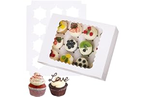 OULLYY 6 Packs Cupcake Boxes Hold 12 Standard Cupcakes Container with Window, Food Grade Cupcake Holders, Bakery Carrier Box 