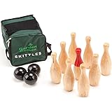 Garden Skittles Set 23 Centimetres Tall - Made From a Premium Polished Hardwood 9 Pin Set in a Handy Carry Bag