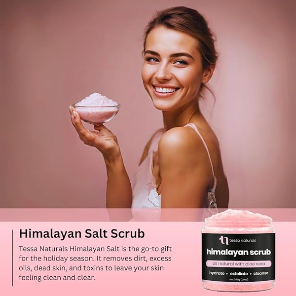 HIMALAYAN SALT SCRUB BODY EXFOLIATOR WITH ALOE VERA – ALL NATURAL PINK HIMALAYAN BODY SCRUB & MOISTURIZER FOR WOMEN & MEN – EXFOLIATING BODY SCRUB FOR BLACKHEADS & DEAD SKIN