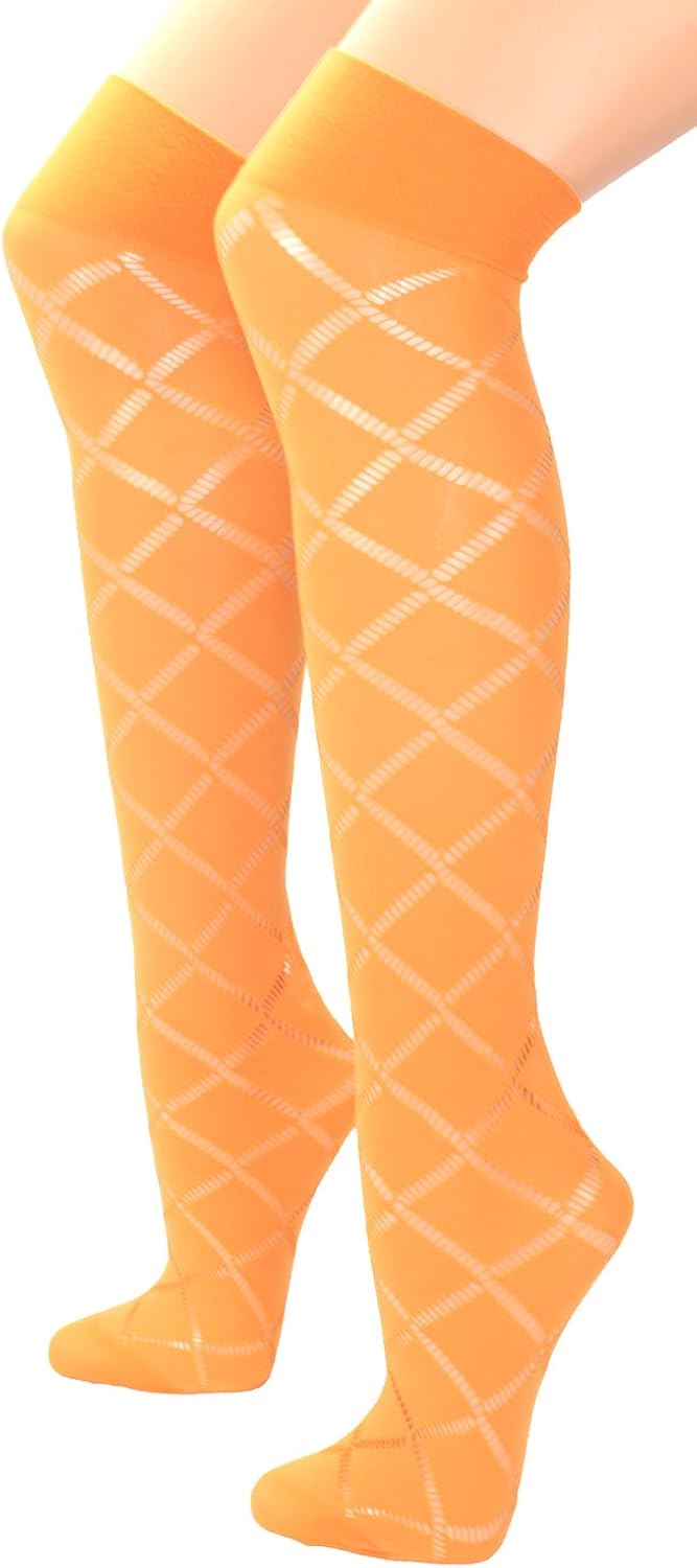 Fibrotex Damen Netz Overknee Strümpfe, Farben alle22 orange, GrößeOne