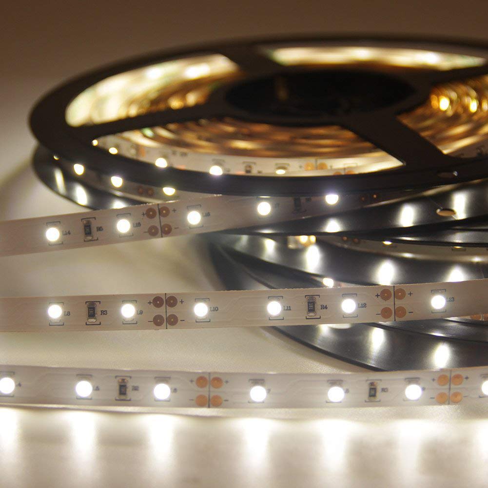 Signcomplex Flexible LED Strip 3528 SMD LED Ribbon 5m a reel 12VDC 300leds 5000x8mm Tape Lights(Nature White)