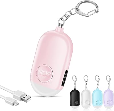 Hion Safe Personal Alarm for Women Pink 130dB Rechargeable LED Light