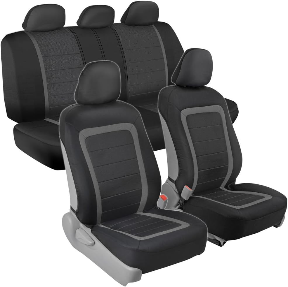 BDK S3CC Easy Installation Car Sideless for Airbag and Armrest, Front & Rear Full Interior Seat Covers (Black/Charcoal)