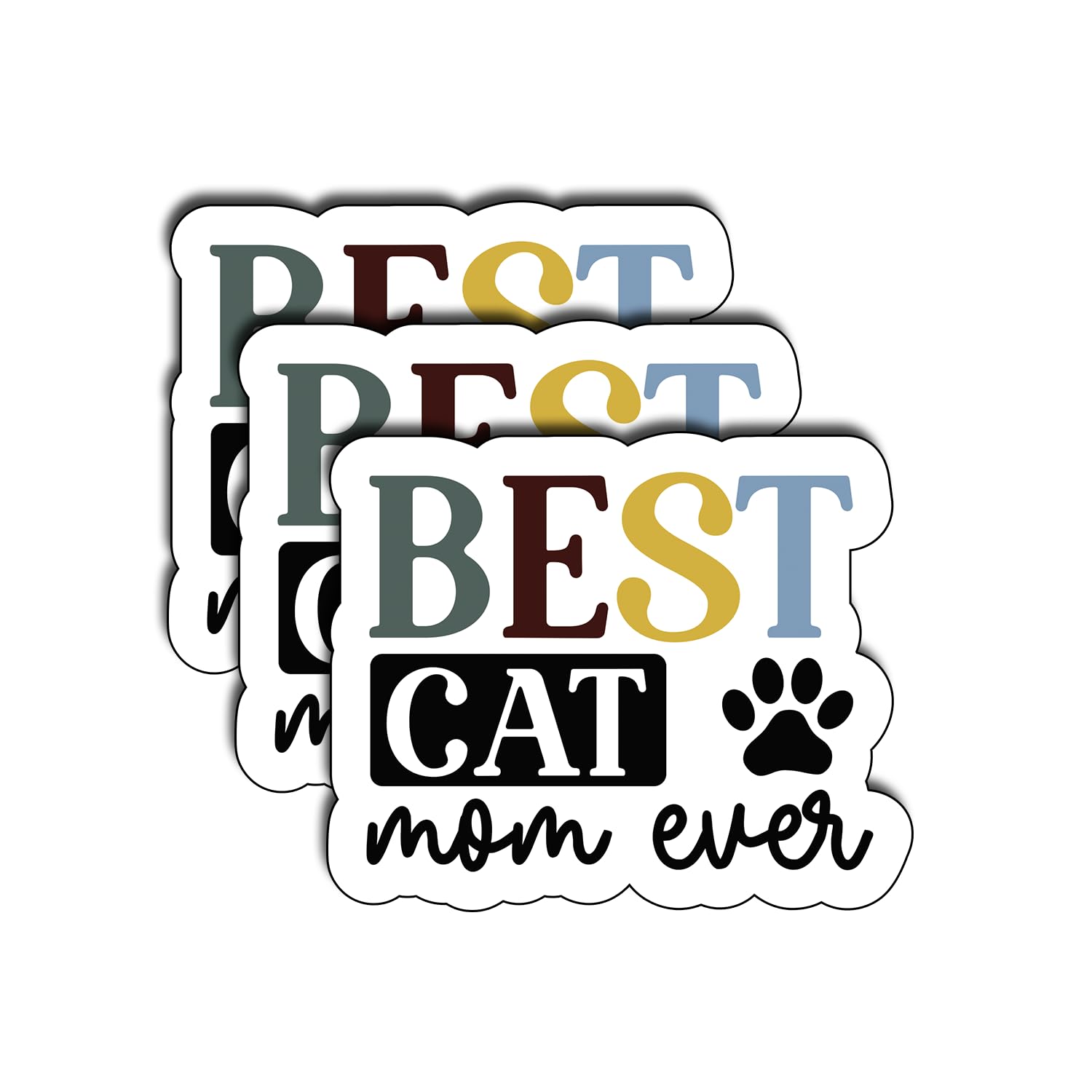 Photo 1 of (3Pcs) Best Cat Mom Ever Sticker, Pretty Mom Mama Decal, Celebrate Your Mom Gigi Love, Gifts for Grandma Decoration Book Laptop Phone Waterproof Vinyl Water Bottle Gifts Christmas Mother 3x2.5 Inch  3 PACK