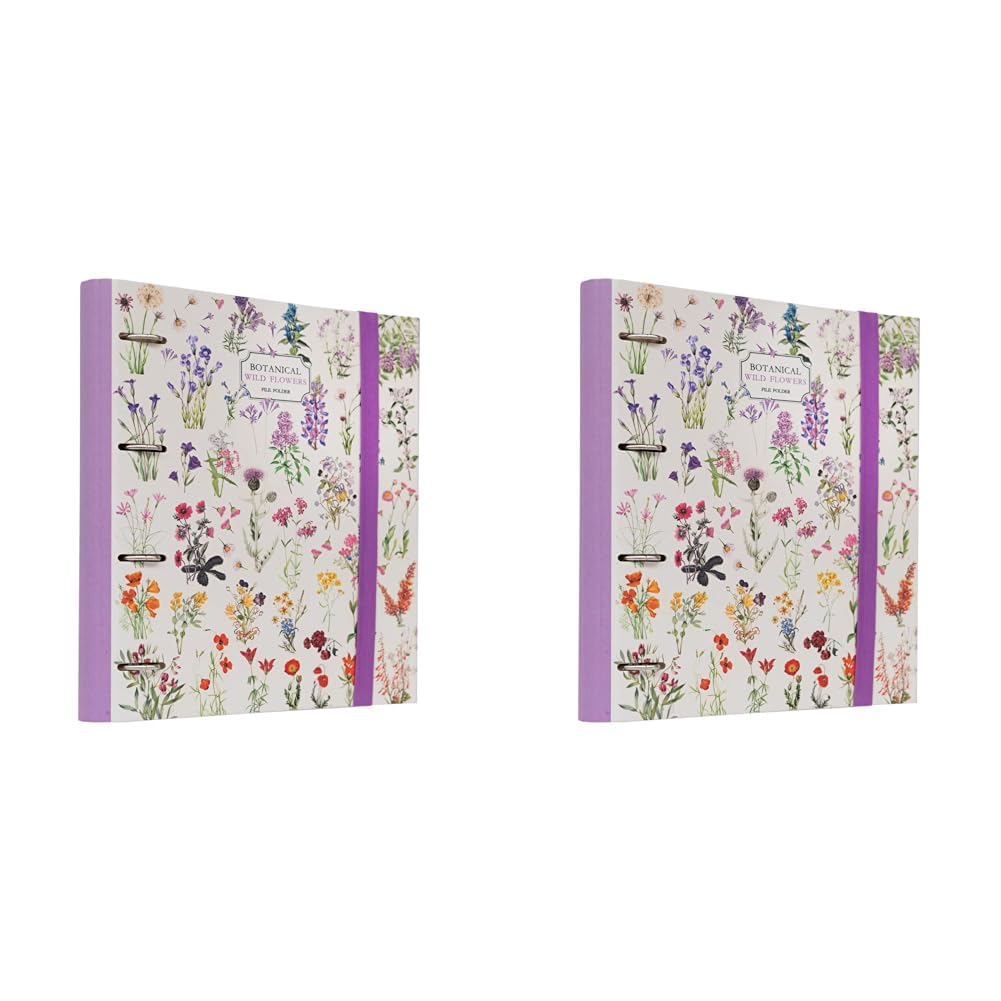 Kokonote Botanical Wild Flowers 4 Ring A4 Binder - 11 x 12.6 inches - Pack of 2