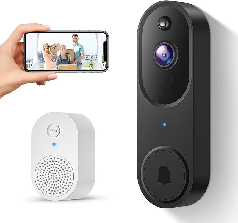 SUNNYJANE 1080P Smart Video Doorbell Wireless Human Detection Night Vision 2