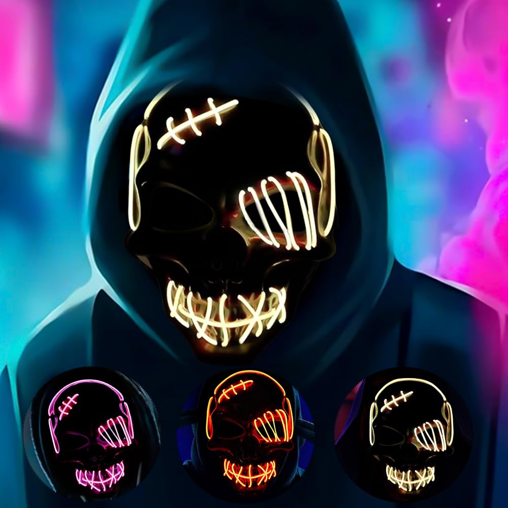 Halloween Scary Mask, Terrifying Masks, Terror Mask, Horror Face Masks for Adults Kids, Rave Party Accessory, Halloween Christmas Carnival Festival Gear (Yellow)