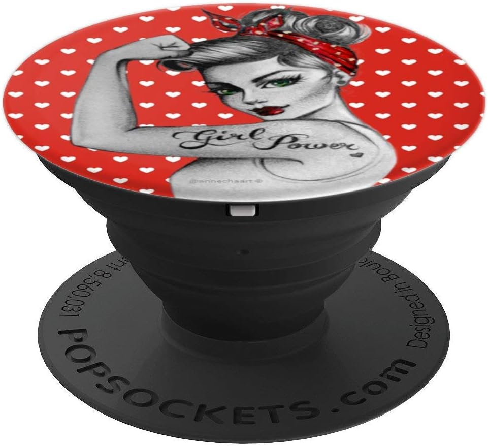 Amazon Com Girl Power Modern Rosie The Riveter Grl Pwr Hearts Dott Popsockets Grip And Stand For Phones And Tablets