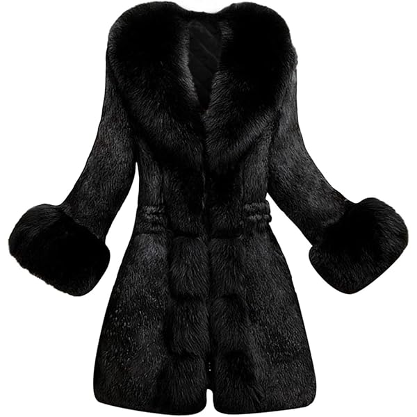 Wankang Clearance Womens Winter Warm Lapel Faux Fur with Inner