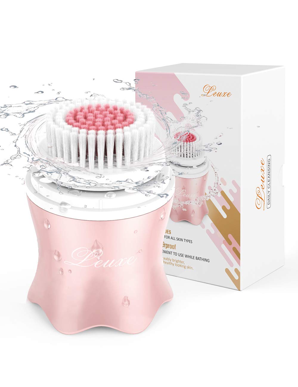 Leuxe Facial Cleansing Brush, IPX6 Waterproof Rotating Face Brush for Deep Cleansing, 3 Modes and Smart Timer: Beauty