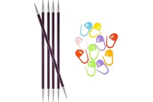 Knitter's Pride Zing Knitting Needles DPN Double Pointed 8 inch (20cm) (Set of 5) Size US 10 (6mm) Bundle with 10 Artsiga Crafts Stitch Markers 140043