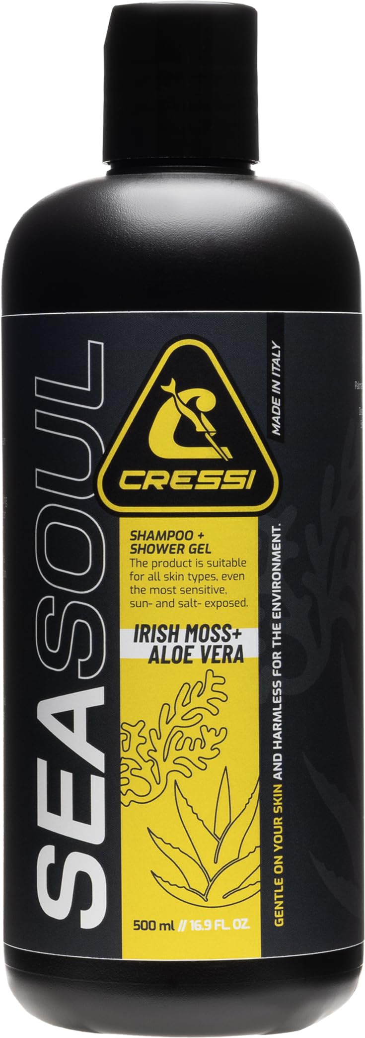 CRESSI Seal Soul Shampoo + Shower Gel 500ml – Specific Product for Sea Water, Lakes and Rivers, Highly Biodegradable and Eco-friendly, Does not Harm the Enviroment or Skin, 500ml
