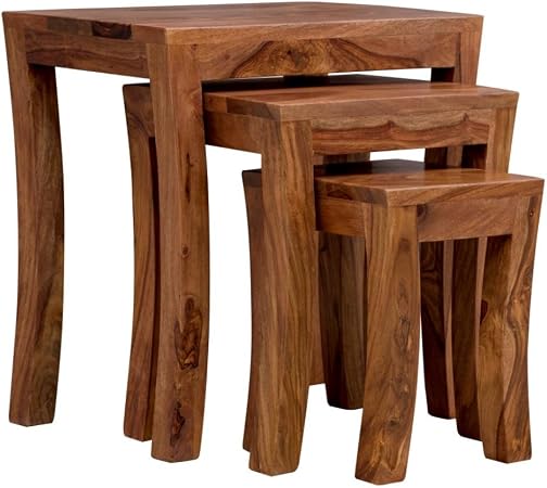 Myakka Mallani Carved Sheesham Solid Wood Contemporary Nest Of Tables Amazon Co Uk Kitchen Home