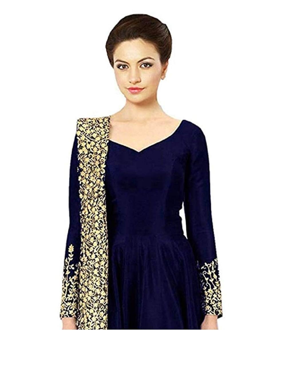 sojitra enterprise women's taffeta silk semi stitched anarkali gown (free size)