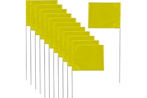 XIJIXI Marking Flags Yard Flags 15 x 4 x 5 Inch Marker Flags for Lawn Yard Flags Landscape Flgs Survey Flags, Sprinkler Flags, Irrigation Flags (Yellow, 30Pack)