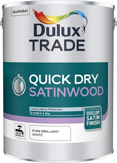 Dulux Trade Quick Dry Satinwood Paint 5L Pure Brilliant White