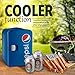Gourmia GMF660 Pepsi Thermoelectric Mini Fridge Cooler and Warmer - 4 Liter/ 6 Can - For Home,Office, Car, Dorm or Boat - Compact & Portable - AC & DC Power Cords - Blue