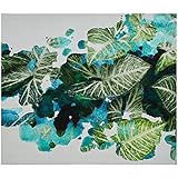 Marca Amazon - Remache con estampado de hojas de paraíso verde salpicado y azul turquesa, 28 "x 24"