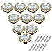 Mosong 10pcs Glass Clear Cabinet Knob Drawer Pull Handle Kitchen Door Wardrobe Hardware Used for Cabinet, Drawer, Chest, Bin, Dresser, Cupboard, Etc (Re (Clear-Flat-Gold)