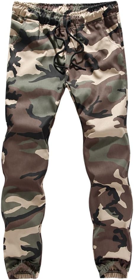 RUEWEY Men Camouflage Athletic Elastic Drawstring Waist Sweatpants Joggers Cargo Pants