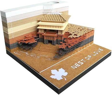 Amazon Co Jp 3d立体清水寺 メモ帳 アートブロックメモ帳組立おもしろいブロックコンビニエンスステッカー論文カードクラフト日本のクリエイティブステッカーノート 愛の巣オレンジ ホーム キッチン