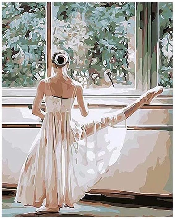 Oritronic Paint by Number Kits for Adults&Kids on Canvas Ballet Dancer DIY Oil Painting Home Office Wall Art Decor