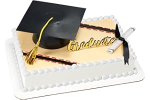 DecoPac Mega Graduation Cake Topper Set, Grad Cap, Gold Graduate Pic, & Diploma Cake Decoration Kit - 3 Piece Set