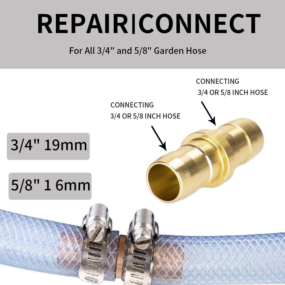 YYinno Hose Connector Garden Hose Repair Kit with Clamps, Garden Hose Fittings for 3/4 & 5/8 Inch Hoses, 3 Male Connectors + 3 Female Connectors + 1 Couplings : Garden & Outdoor
