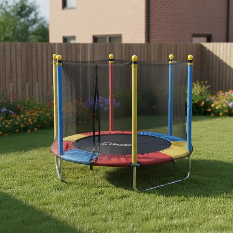 Cama Elástica Pula Pula Infantil Trampolim 1,4m Lona de Salto Preta Proteção de Molas Colorida Para Área Interna e Externa Henri Trampolim