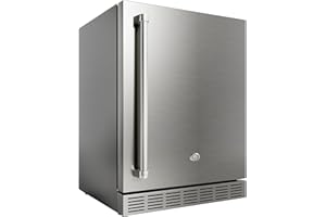 cureder 21 Inch Outdoor Refrigerator, Weather Proof Stainless Steel Beverage Beer Cooler Under Counter Fridge, Indoor/Outdoor Refrigerator with 3 Shelves for Patio Kitchen and Commercial Use