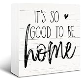 Home Wood Signs, Family Rooms Decor, Home Decor for Living Room Shelf Table, Farmhouse Wooden Box Sign, Gift for Mom, Decorative Wooden Table Signs, It's So Good to Be Home Sign, 5×5×1.2inches