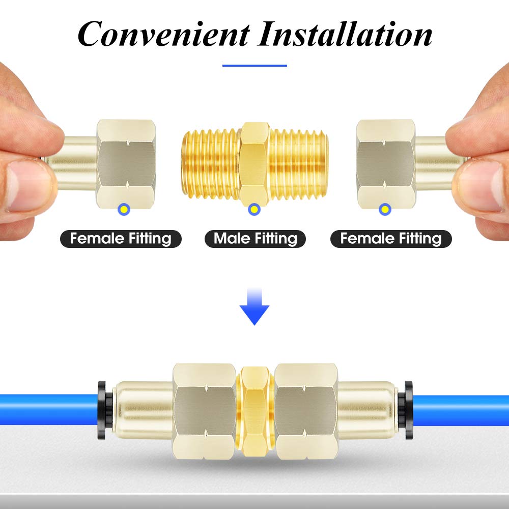 Tailonz Pneumatic Push to Connect Air Fittings 1/4 Inch od 1/4 Female