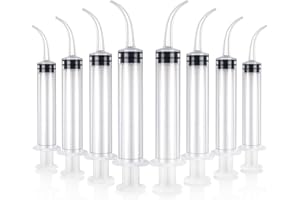 DEPEPE Dental Syringe 8pcs 12cc Disposable Curved Syringe Irrigation Syringe with Curved Tip for Oral Dental Care, Tonsil Stones Removing, Lab, Feeding Small Pet, Glue (No Measurement,8)