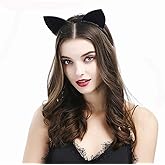 LSHDXD Halloween Cat Headband Hair Hoop for Women,Black Cat Ear Headpiece Hair band Hair Accessories for Halloween Decorations Party Supplies
