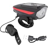 Jauarta Solar Bike Front Light 3 Modes IPX4 Water Proof Rechargeable Bike Headlight with 5 Modes Horn
