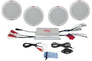 Pyle PLMRKT4A 4-Channel Waterproof MP3/iPod Amplified 6.5-Inch Marine Speaker System