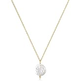 Tewiky Pearl Necklaces for Women, Dainty Gold Necklace 14k Gold Plated Single Pearl Necklace Simple Pearl Choker Necklaces for Women Trendy Cute Gold Necklace Jewelry for Women