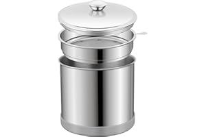 Ohtomber 1.2L Bacon Grease Saver Container with Fine Mesh Strainer and Non-slip Silicone, Cooking Oil Keeper Grease Fat Storage Filter Container for Kitchen, Used Oil Holder Pot