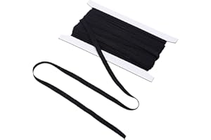 letsinstyle Black Flat Replacement Cotton Cords, 25 Yard Soft Drawstring Replacement Cord, 8mm Wide Rope Cords Roll for Hoodi
