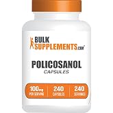 BulkSupplements.com Policosanol Capsules - from Sugar Cane, Policosanol 100mg - Gluten Free, 1 Capsule per Serving, 240 Capsules (Pack of 1)