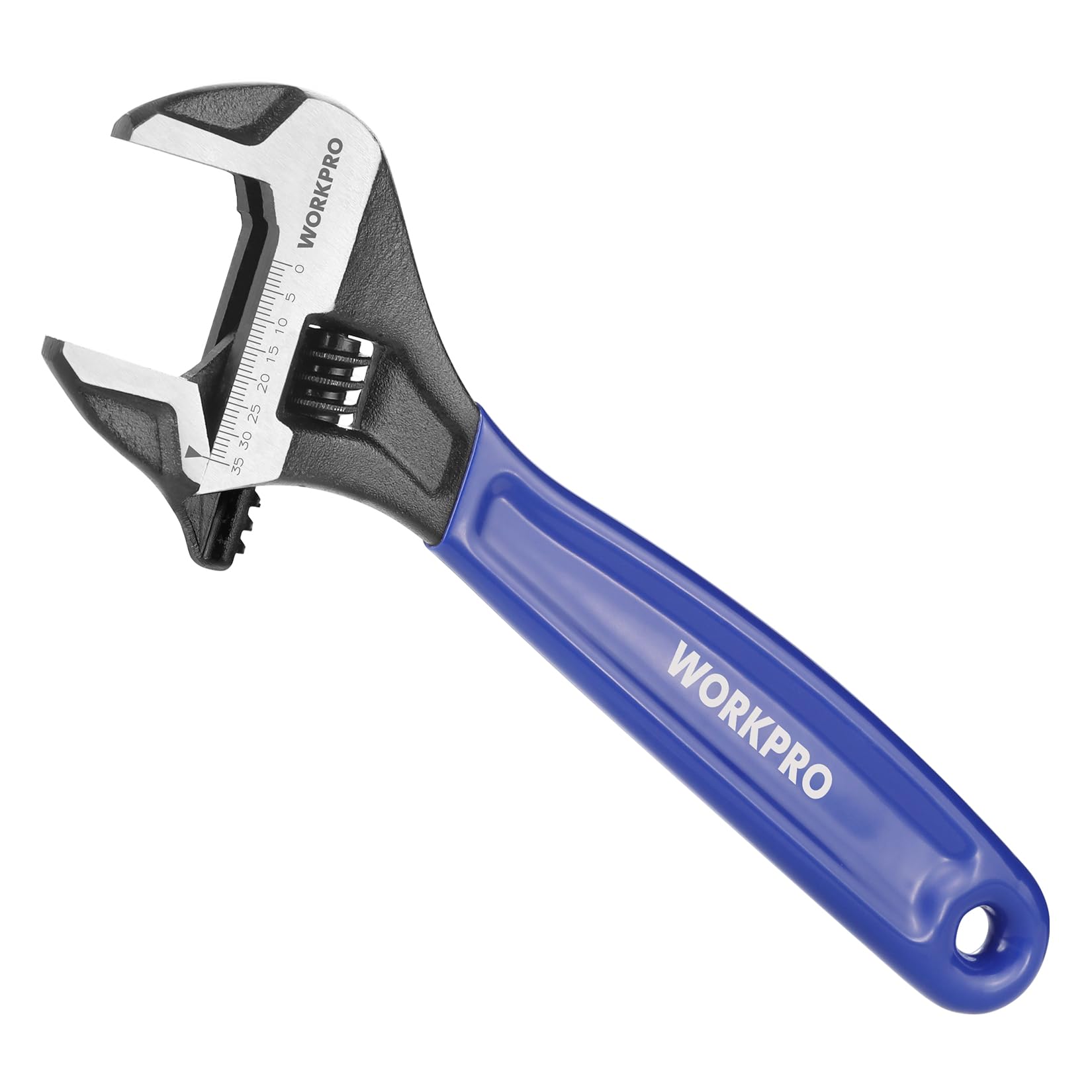 WORKPRO 250 mm Wide Mouth Adjustable Wrench, Metric Adjustable Spanner with Bi-Material Soft Grip